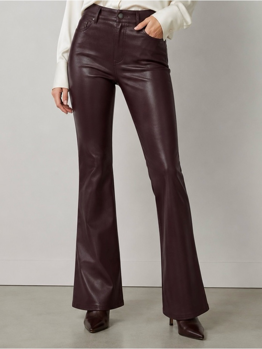 NEW Size 16 Ann Taylor Purple The Coated Boot Cut Mid Rise Faux Leather Pants